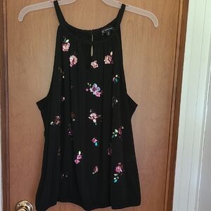 INC International Concepts Black Floral Tank Top